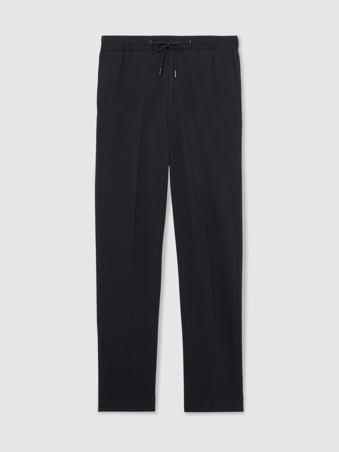 Slim Fit Jersey Drawstring Suit Trousers in Navy Men | Reiss