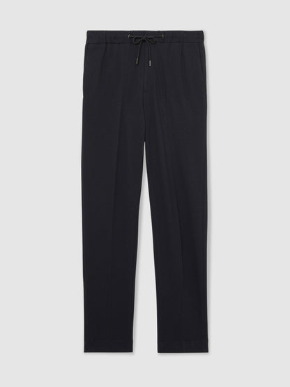 Slim Fit Jersey Drawstring Suit Trousers in Navy Men | Reiss