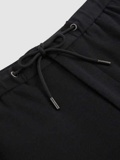Slim Fit Jersey Drawstring Suit Trousers in Navy Men | Reiss
