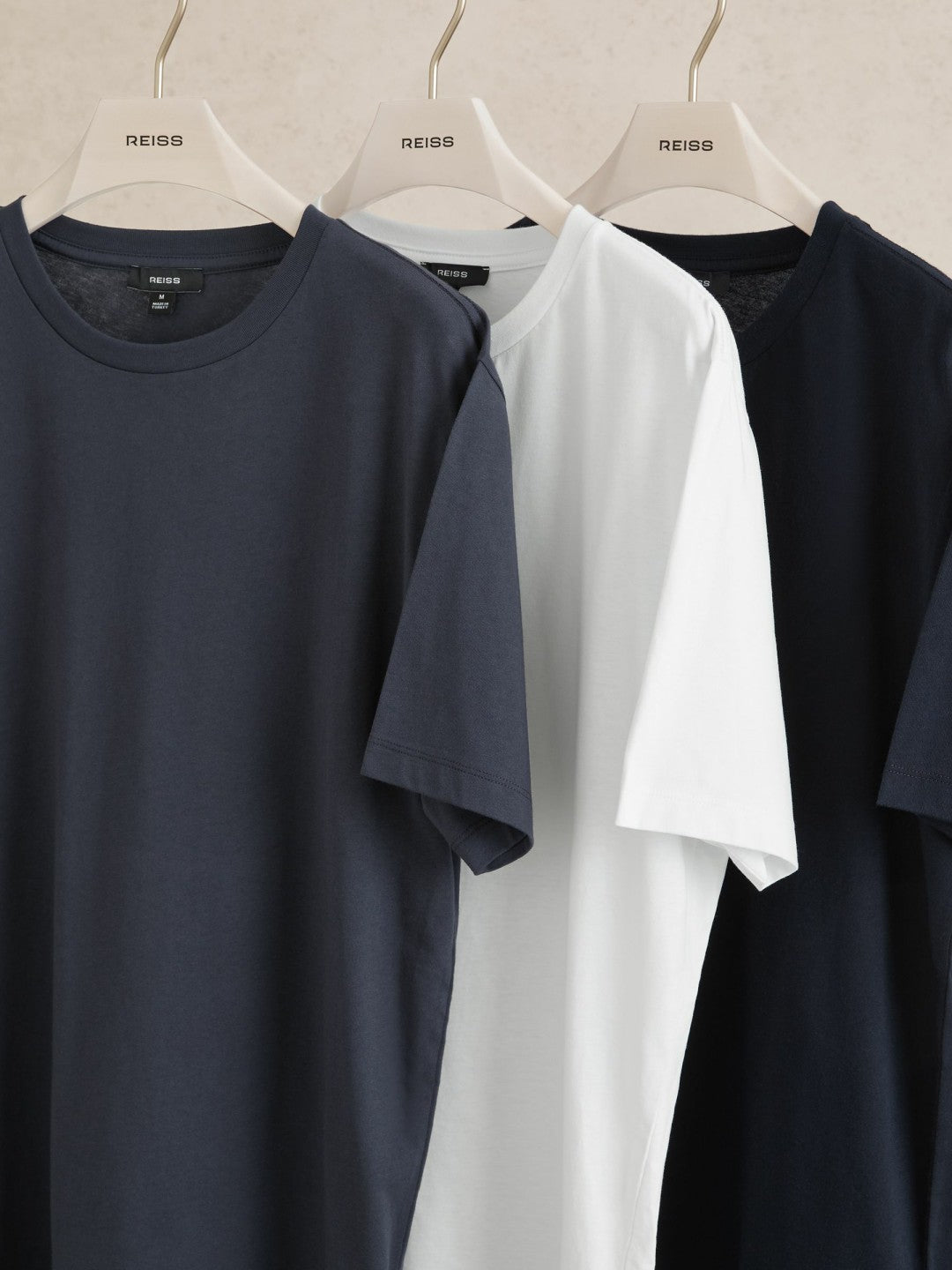 Cotton Crew-Neck T-shirts 3 Pack in White/Navy/Airforce Blue Men | Reiss