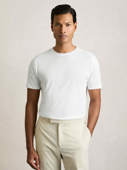 Cotton Crew-Neck T-shirts 3 Pack in White/Navy/Airforce Blue Men | Reiss