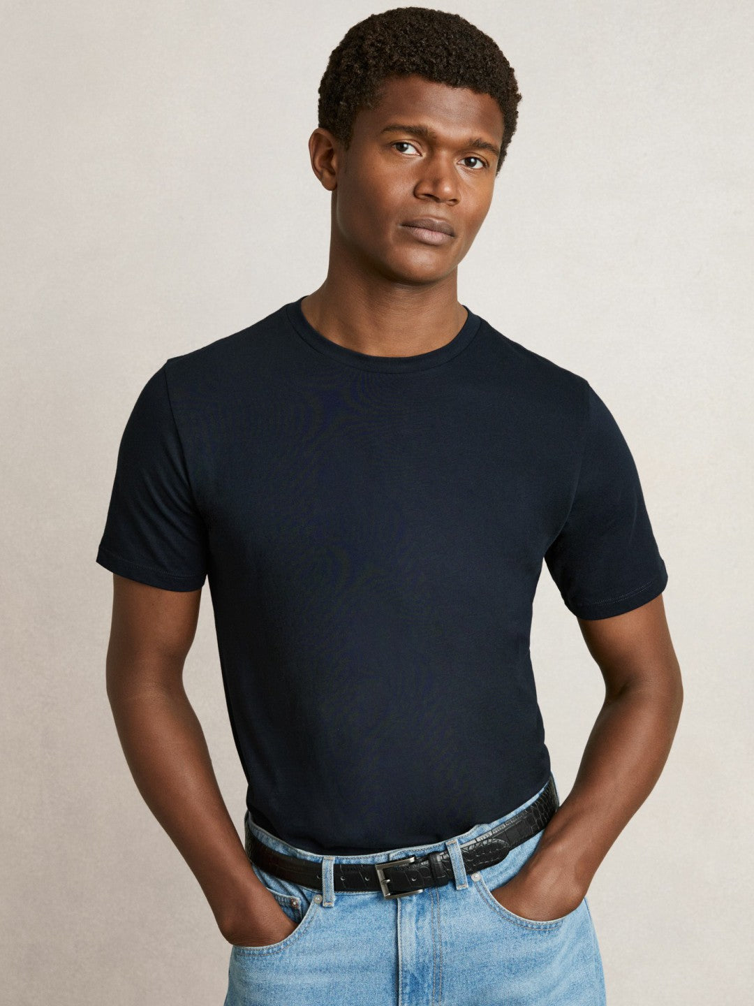 Cotton Crew-Neck T-shirts 3 Pack in White/Navy/Airforce Blue Men | Reiss
