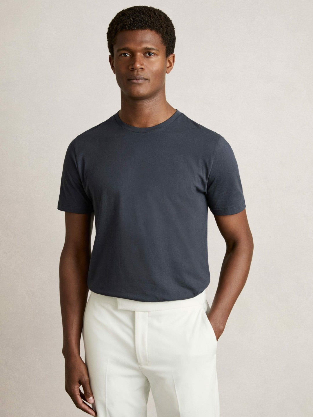 Cotton Crew-Neck T-shirts 3 Pack in White/Navy/Airforce Blue Men | Reiss