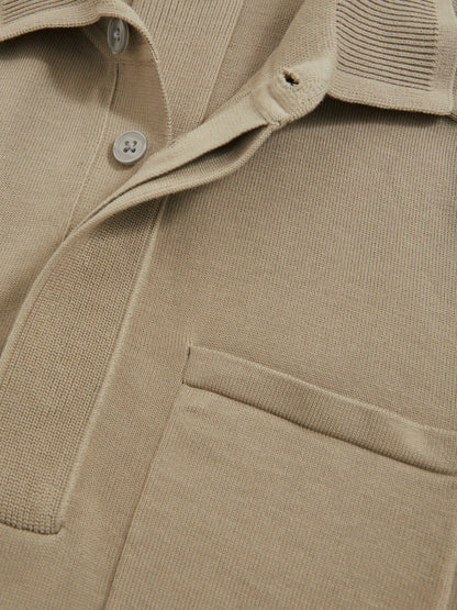 Cotton Concealed Placket Polo Shirt in Light Sage Green Men | Reiss
