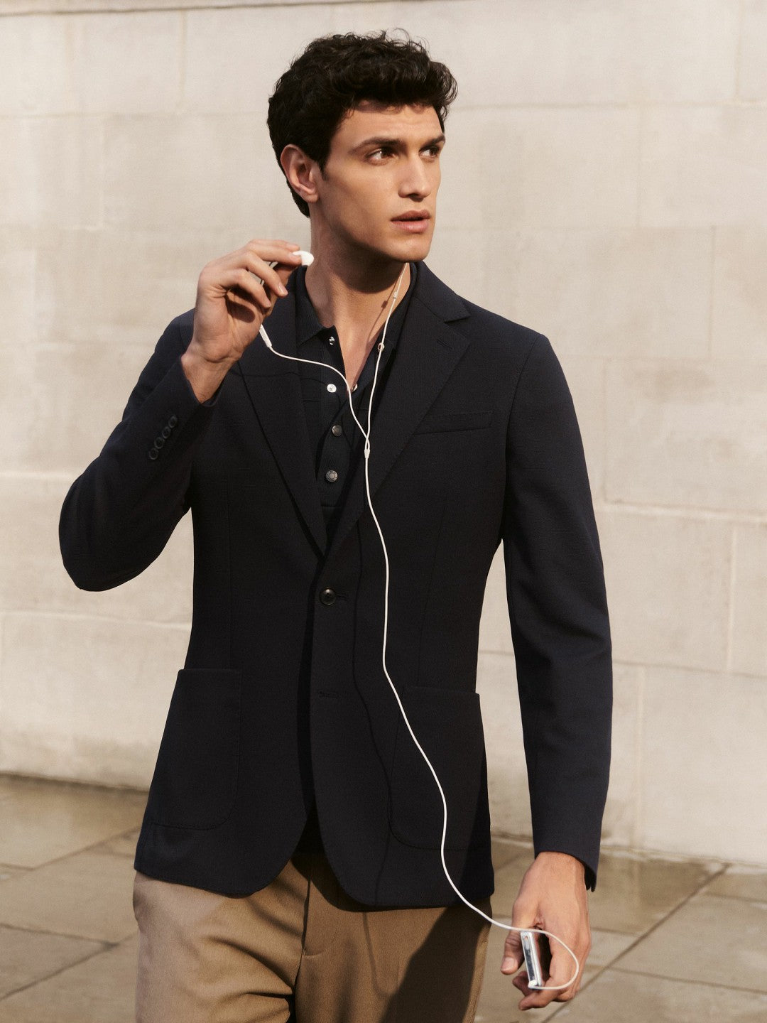 Slim-Fit Single-Breasted Jersey Suit Blazer in Navy Men | Reiss