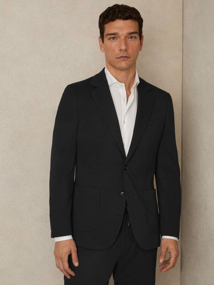 Slim-Fit Single-Breasted Jersey Suit Blazer in Navy Men | Reiss