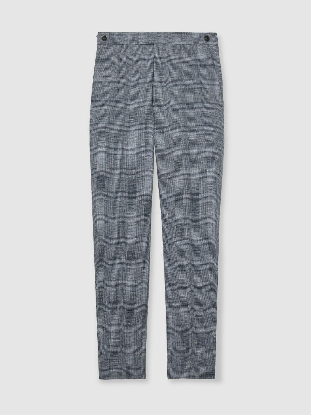 Slim Fit Linen Check Suit Trousers in Soft Blue Men | Reiss