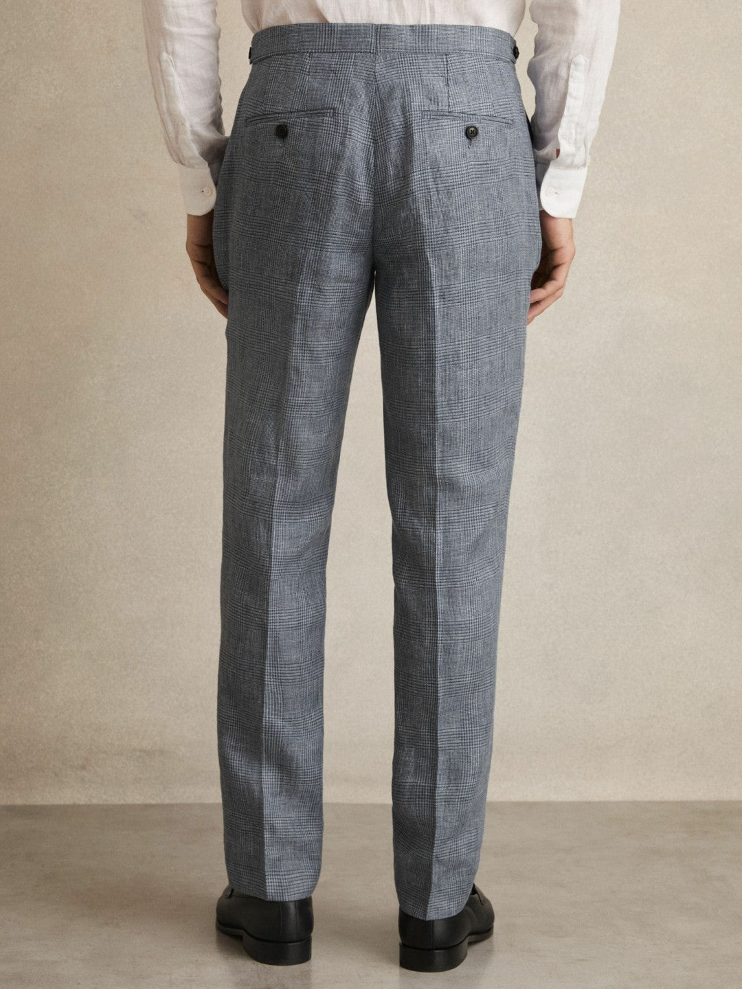 Slim Fit Linen Check Suit Trousers in Soft Blue Men | Reiss
