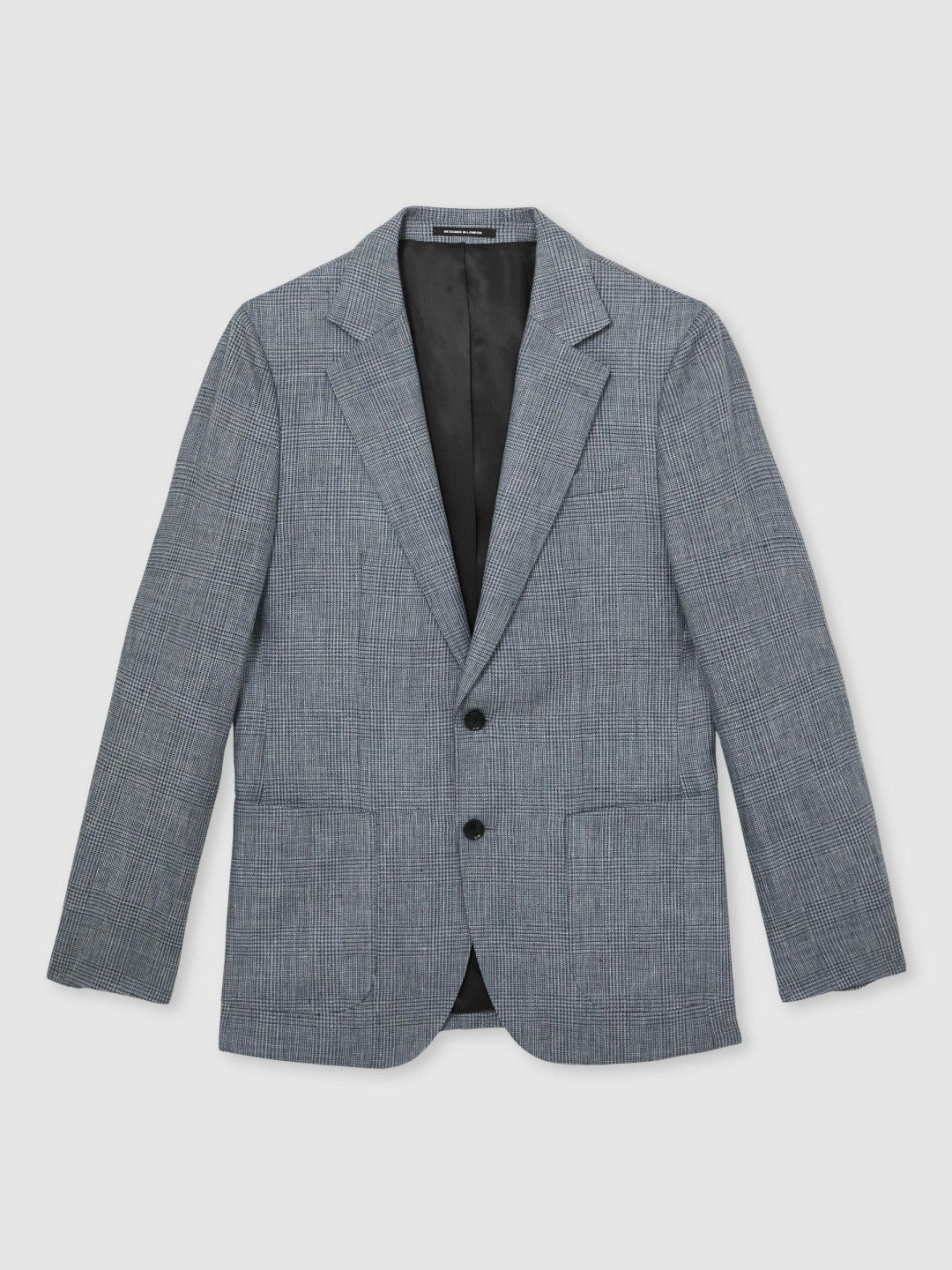 Slim Fit Single Breasted Linen Check Suit Blazer in Soft Blue Men | Reiss