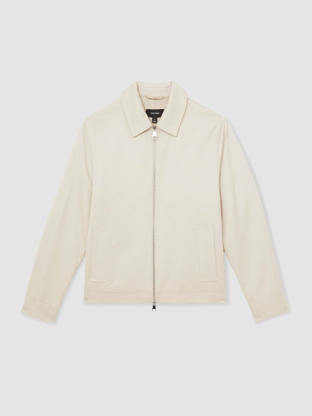 Lyocell-Cotton Zip-Through Twill Jacket in Ecru Men | Reiss