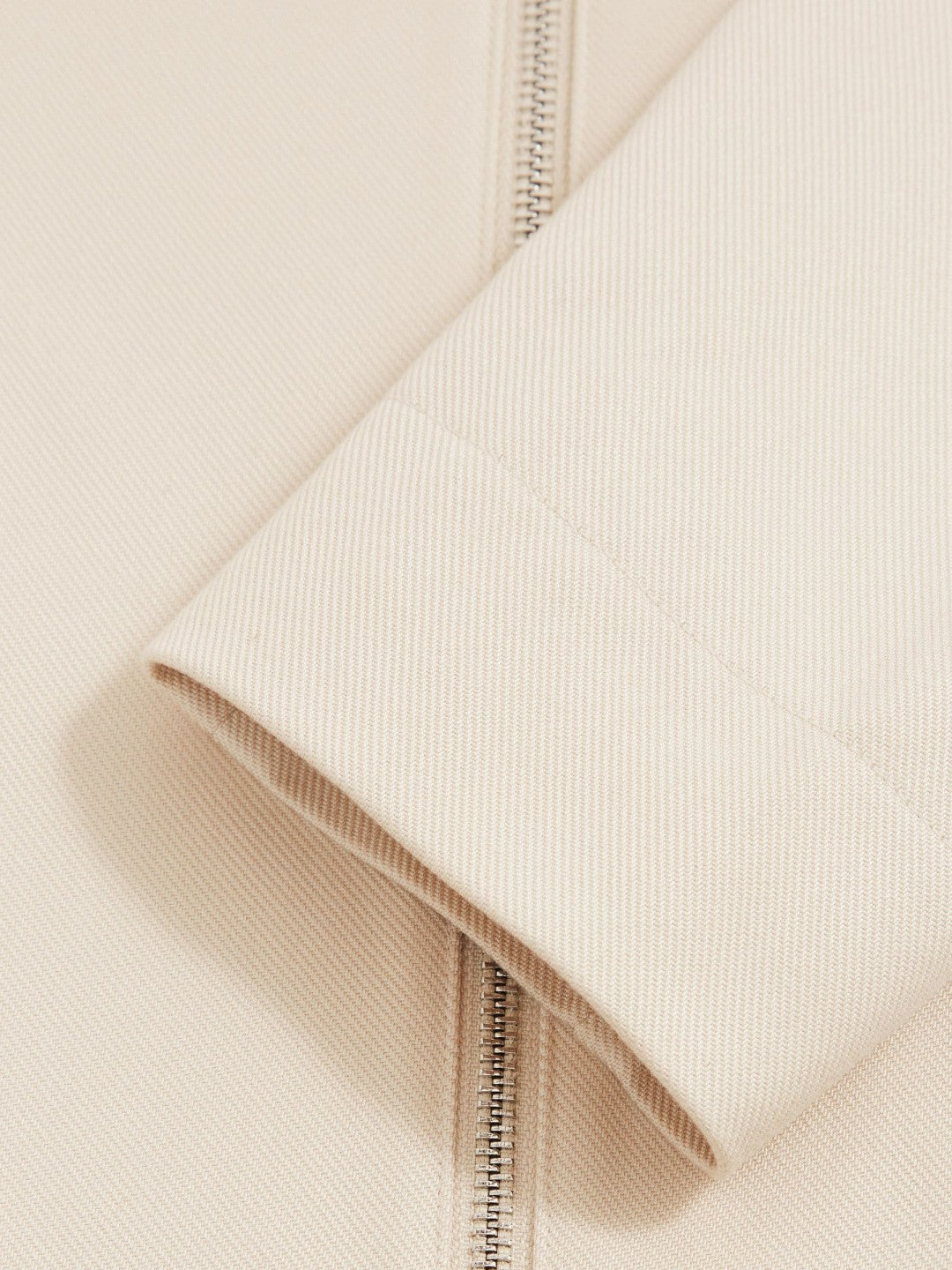 Lyocell-Cotton Zip-Through Twill Jacket in Ecru Men | Reiss