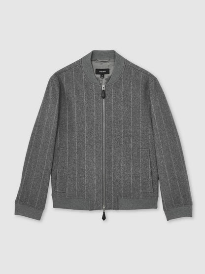 Wool-Blend Chalk-Stripe Bomber Jacket in Grey Men | Reiss