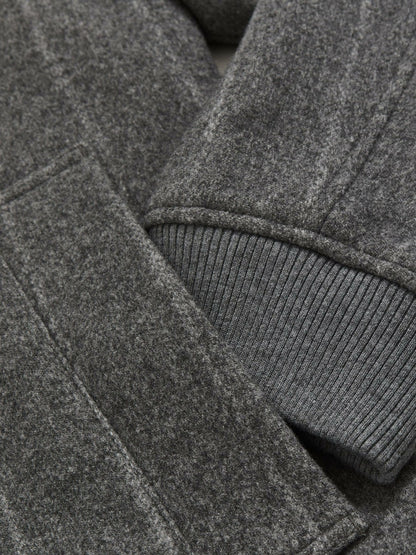 Wool-Blend Chalk-Stripe Bomber Jacket in Grey Men | Reiss