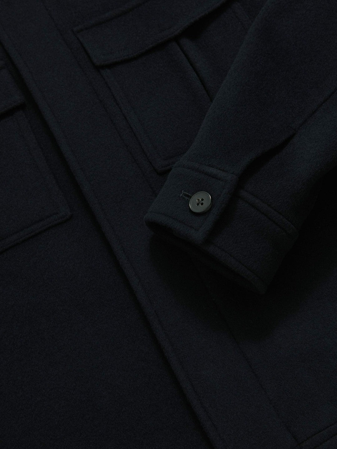 Wool Blend Twin Pocket Zipped Jacket in Navy Men | Reiss