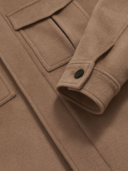 Wool Blend Twin Pocket Zipped Jacket in Dark Brown Men | Reiss
