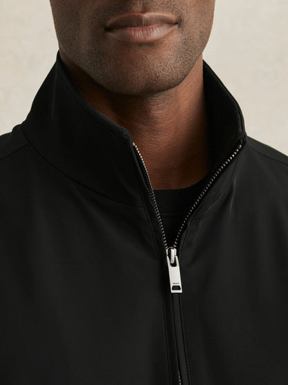 Funnel-Neck Technical Jacket in Black Men | Reiss