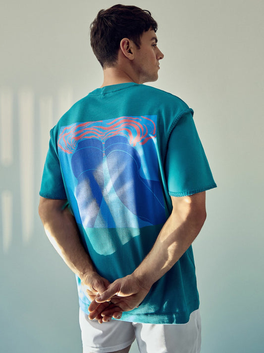 | Tom Daley Graphic-Print T-Shirt in Teal Green Men | Reiss