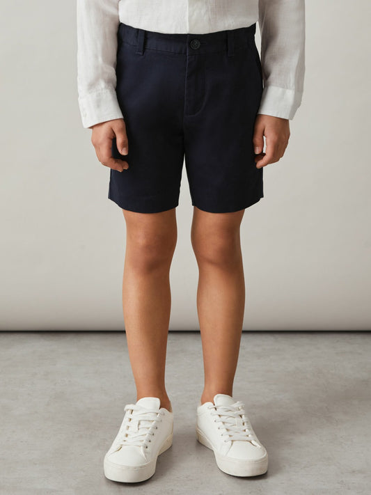 9-13 yrs Cotton Chino Shorts with Stretch in Navy Children & Baby | Reiss
