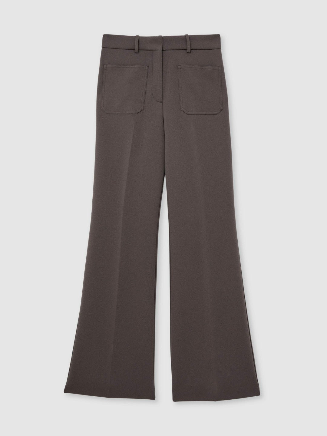 Twill Patch-Pocket Flared Trousers in Mauve Neutral Women | Reiss