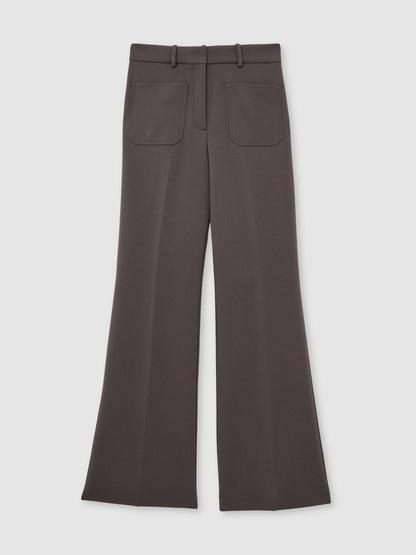 Twill Patch-Pocket Flared Trousers in Mauve Neutral Women | Reiss
