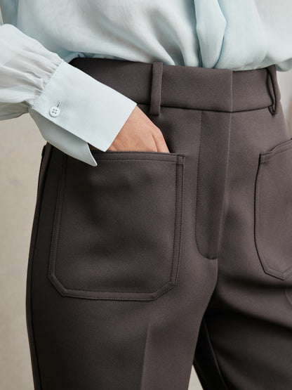 Twill Patch-Pocket Flared Trousers in Mauve Neutral Women | Reiss