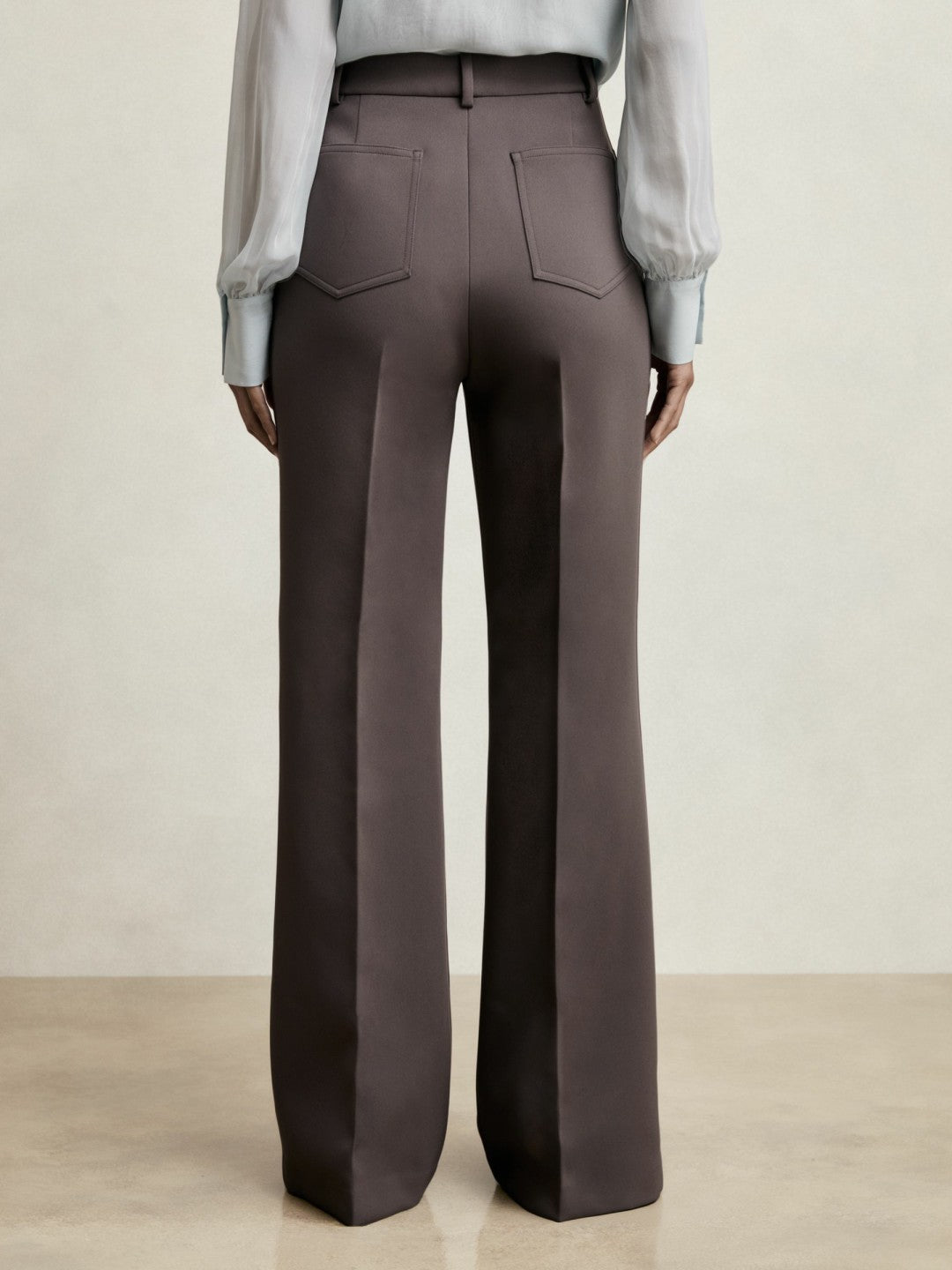 Twill Patch-Pocket Flared Trousers in Mauve Neutral Women | Reiss