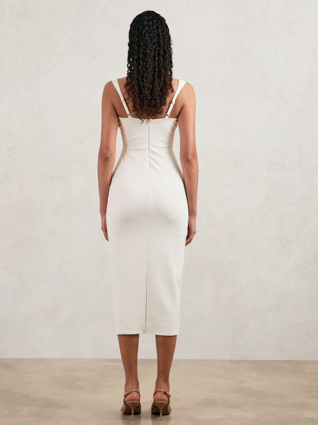Good American Scuba Crystal Midi Dress in White Women | Reiss