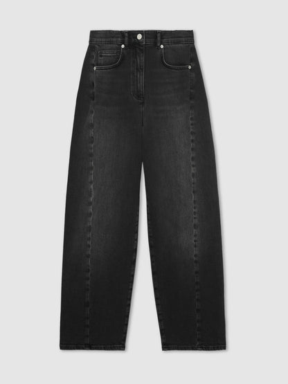 Petite Barrel-Leg Seam Jeans in Washed Grey Women | Reiss