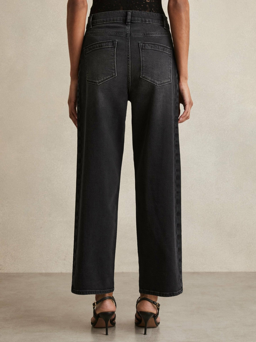 Petite Barrel-Leg Seam Jeans in Washed Grey Women | Reiss