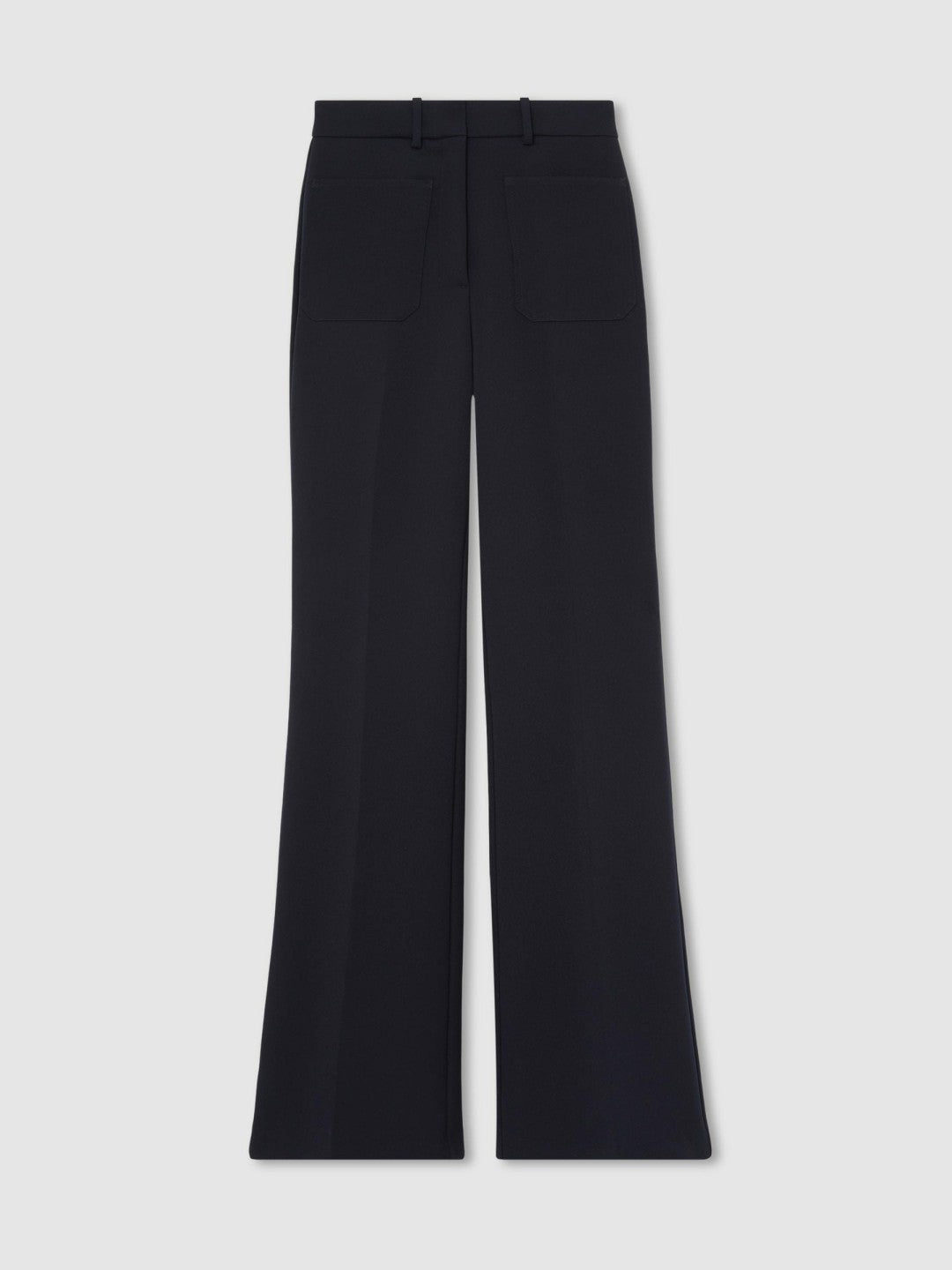Petite Twill Patch-Pocket Flared Trousers in Navy Women | Reiss