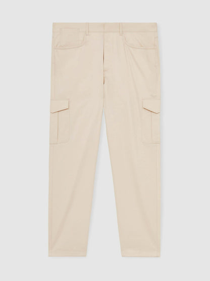 Cotton-Lyocell Cargo Trousers in Light Stone Men | Reiss
