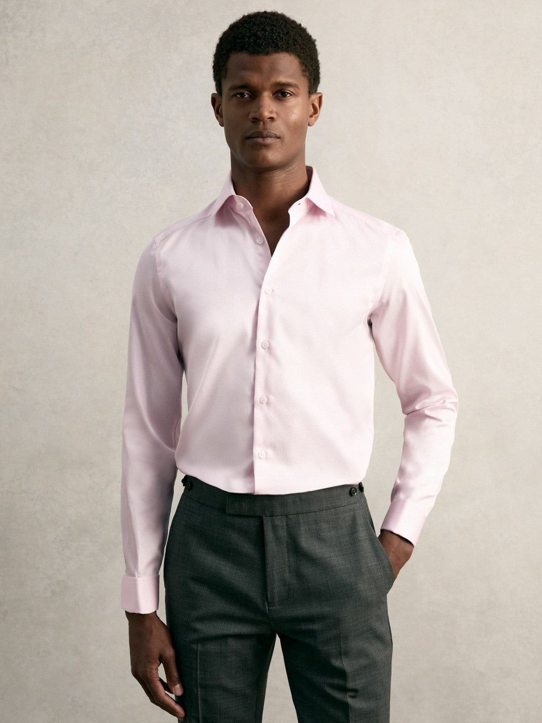 Slim Fit Slim-Fit Cotton-Sateen Shirt in Pink Men | Reiss