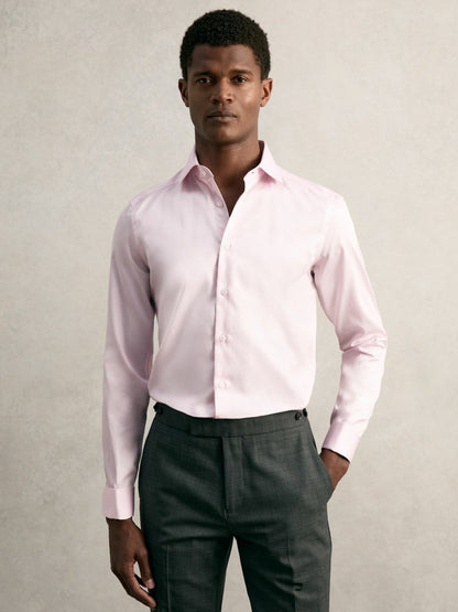 Slim Fit Slim-Fit Cotton-Sateen Shirt in Pink Men | Reiss
