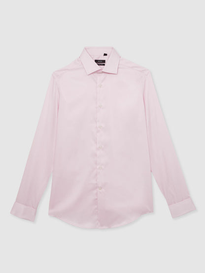 Slim Fit Slim-Fit Cotton-Sateen Shirt in Pink Men | Reiss