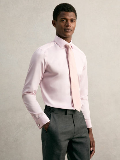 Slim Fit Slim-Fit Cotton-Sateen Shirt in Pink Men | Reiss