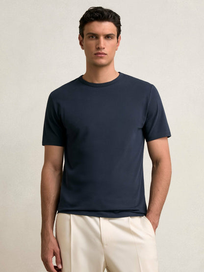 Stretch-Cotton Crew-Neck T-Shirt in Navy Men | Reiss
