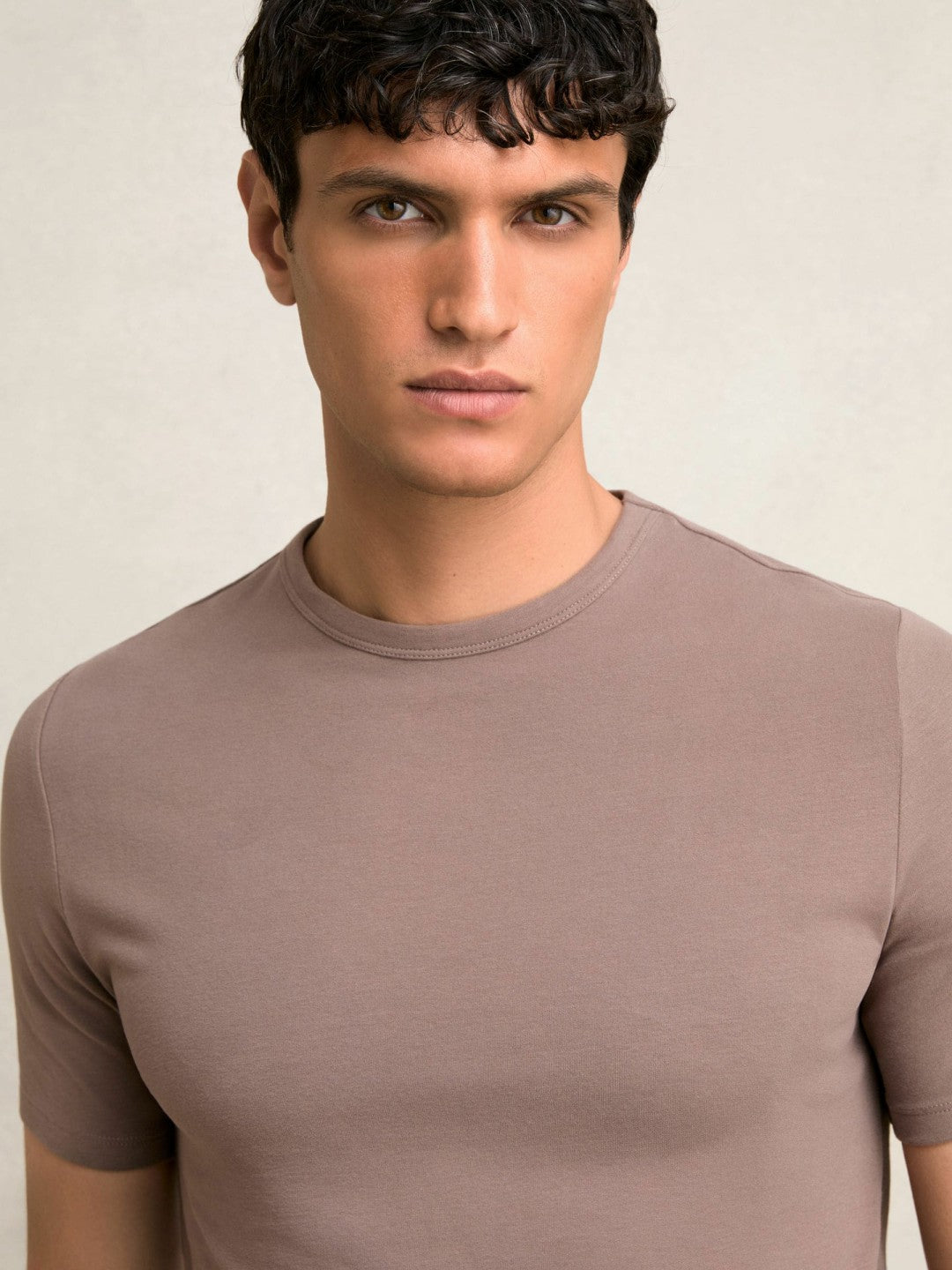 Stretch-Cotton Crew-Neck T-Shirt in Taupe Brown Men | Reiss