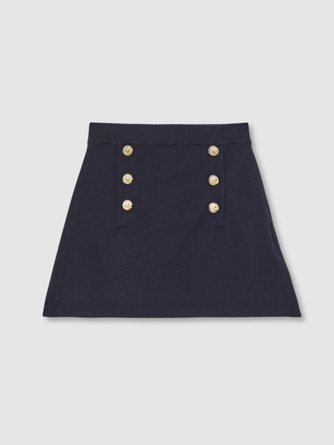 13-14 yrs Knitted Button-Detail A-Line Skirt in Navy Children & Baby | Reiss