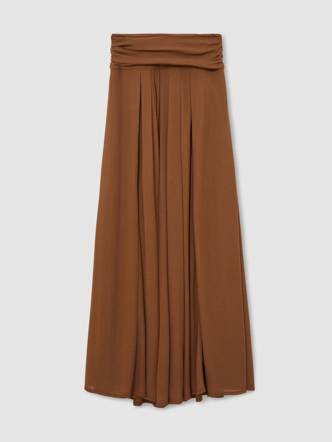 Jersey Ruched-Waist Maxi Skirt in Tan Brown Women | Reiss