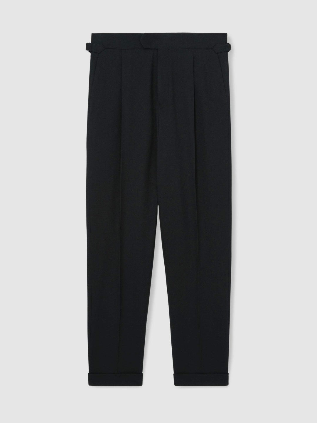 Regular Fit Herringbone Trousers With Cotton in Navy Men | Reiss