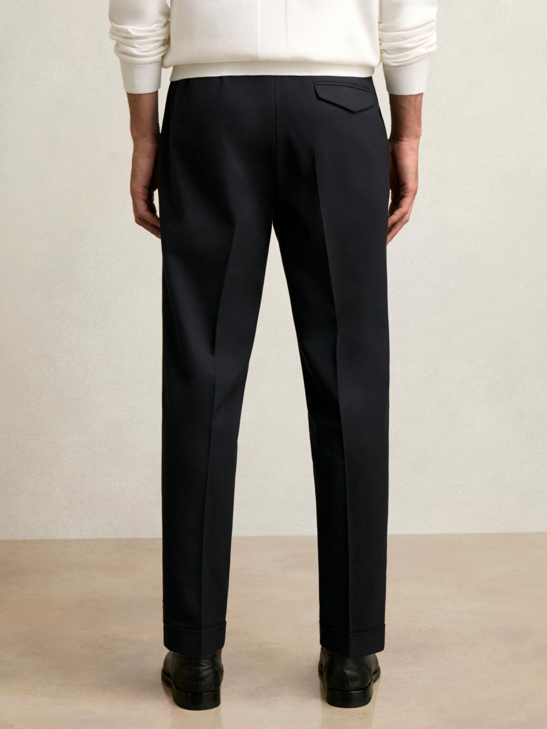 Regular Fit Herringbone Trousers With Cotton in Navy Men | Reiss