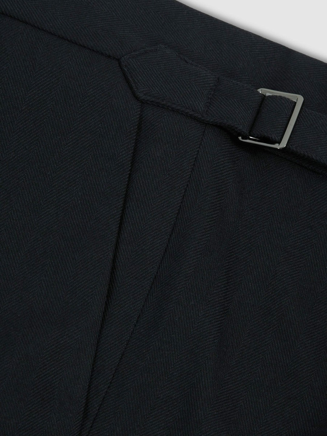 Regular Fit Herringbone Trousers With Cotton in Navy Men | Reiss