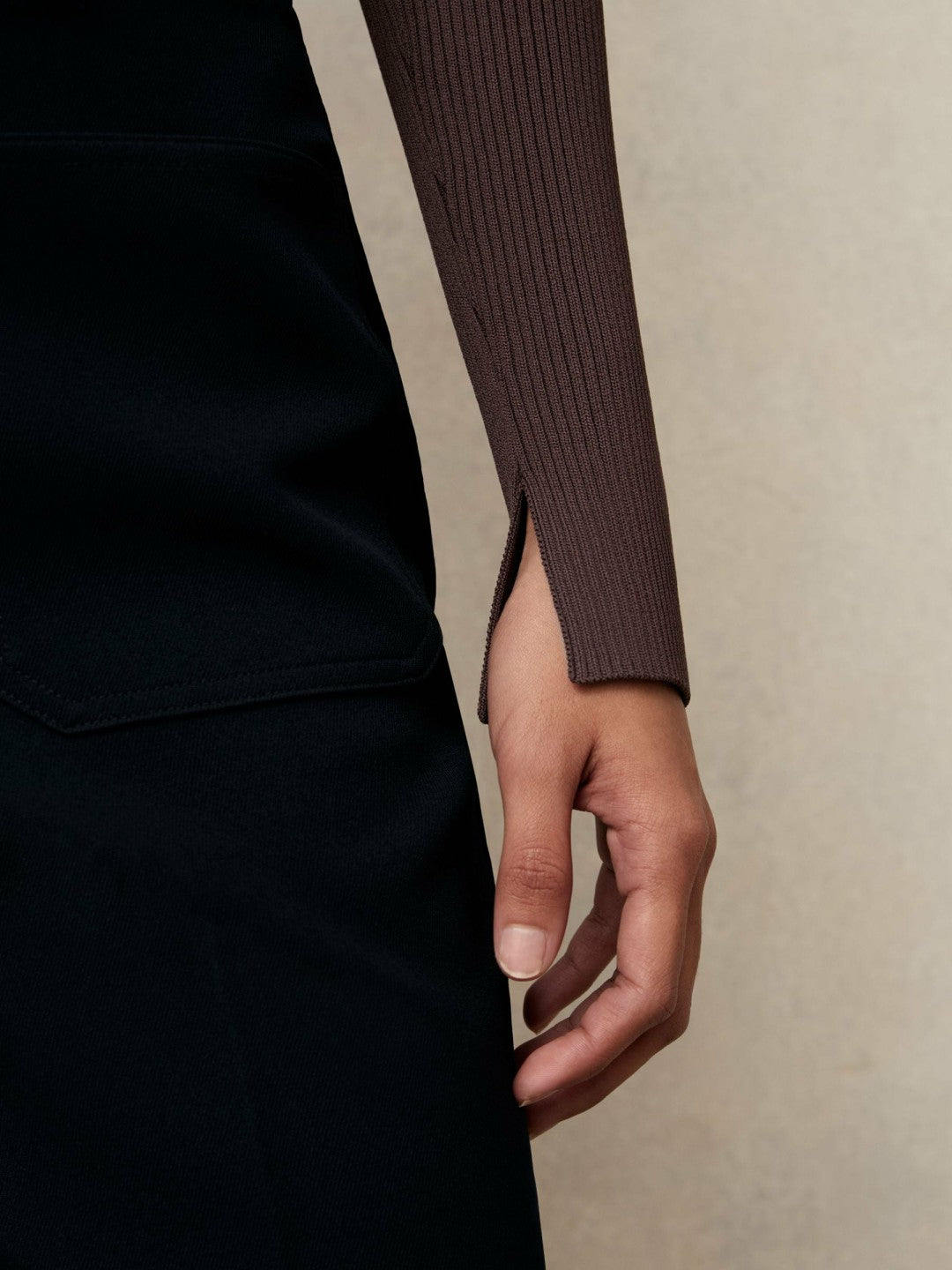 Craft-Stitch Rib-Knit Top in Mocha Brown Women | Reiss