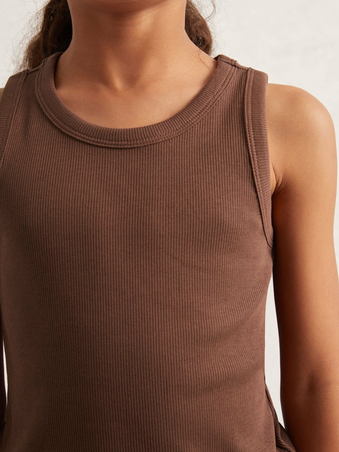 13-14 yrs Stretch-Cotton Ribbed Vest in Chocolate Children & Baby | Reiss