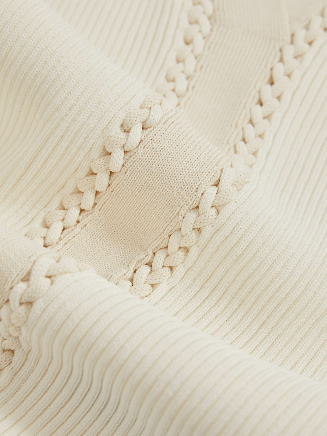 Craft-Stitch Rib-Knit Vest in Ivory/Ecru Women | Reiss