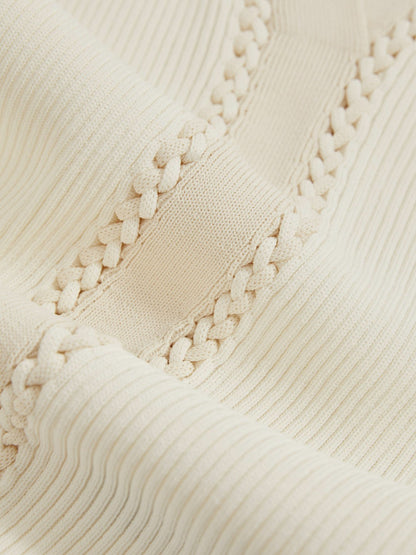 Craft-Stitch Rib-Knit Vest in Ivory/Ecru Women | Reiss