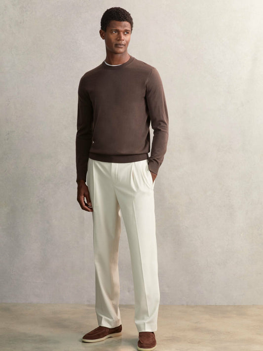 Relaxed-Fit Twill Drawstring Trousers in Ecru Men | Reiss
