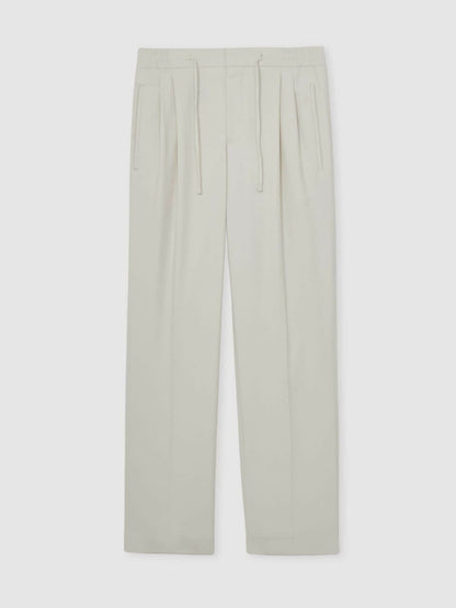 Relaxed-Fit Twill Drawstring Trousers in Ecru Men | Reiss