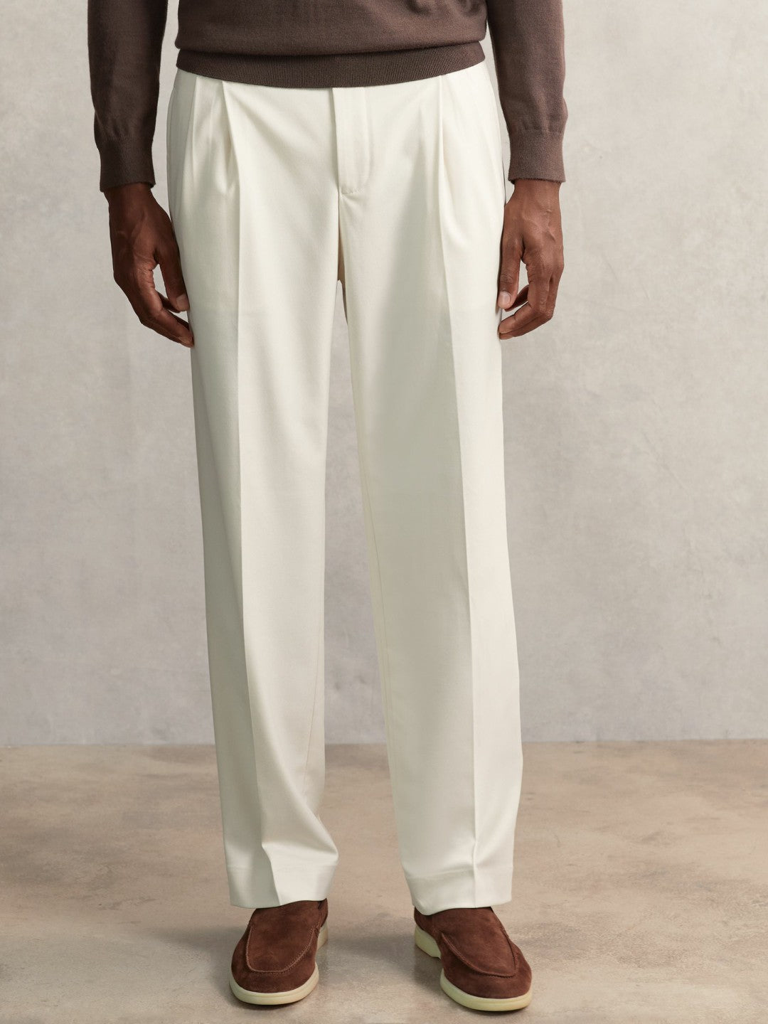 Relaxed-Fit Twill Drawstring Trousers in Ecru Men | Reiss