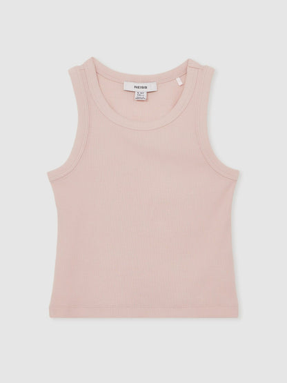 3-9 yrs Stretch-Cotton Ribbed Vest in Pink Children & Baby | Reiss